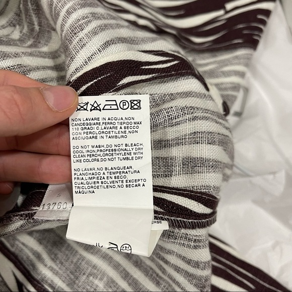 Max Mara One Button Printed Flax Linen Blazer Jacker Brown Size 2 - Picture 10 of 11